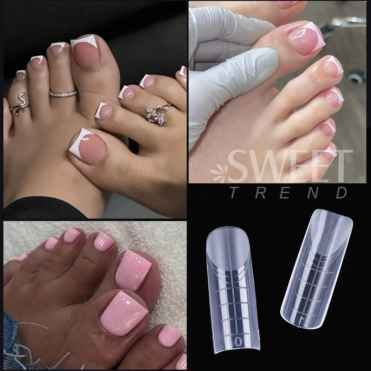 120pcs Toenail Extension Mold Kit Reusable Acrylic Gel Extension Forms Dual Forms Reusable DIY Full Cover Fake Pedicure Supplies