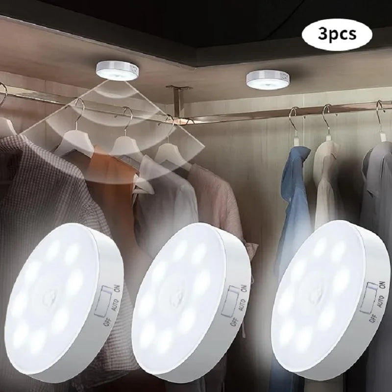 Motion Sensor LED Night Light USB Rechargeable Night Lamp For Kitchen Cabinet Wardrobe Lamp Staircase Wireless Closet Light