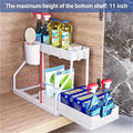 2-Tier Pull Out Under Sink Organizer Sliding Drawer Shelf Storage Rack with Hooks Cup for Kitchen Bathroom Counter Cabinet