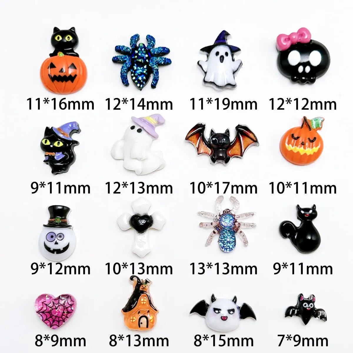 3D Simulated Creative Halloween Series Resin Nail Art Decorations Random Mixed Ghost Pumpkin Tombstone Cat Nail Charms DIY Nails
