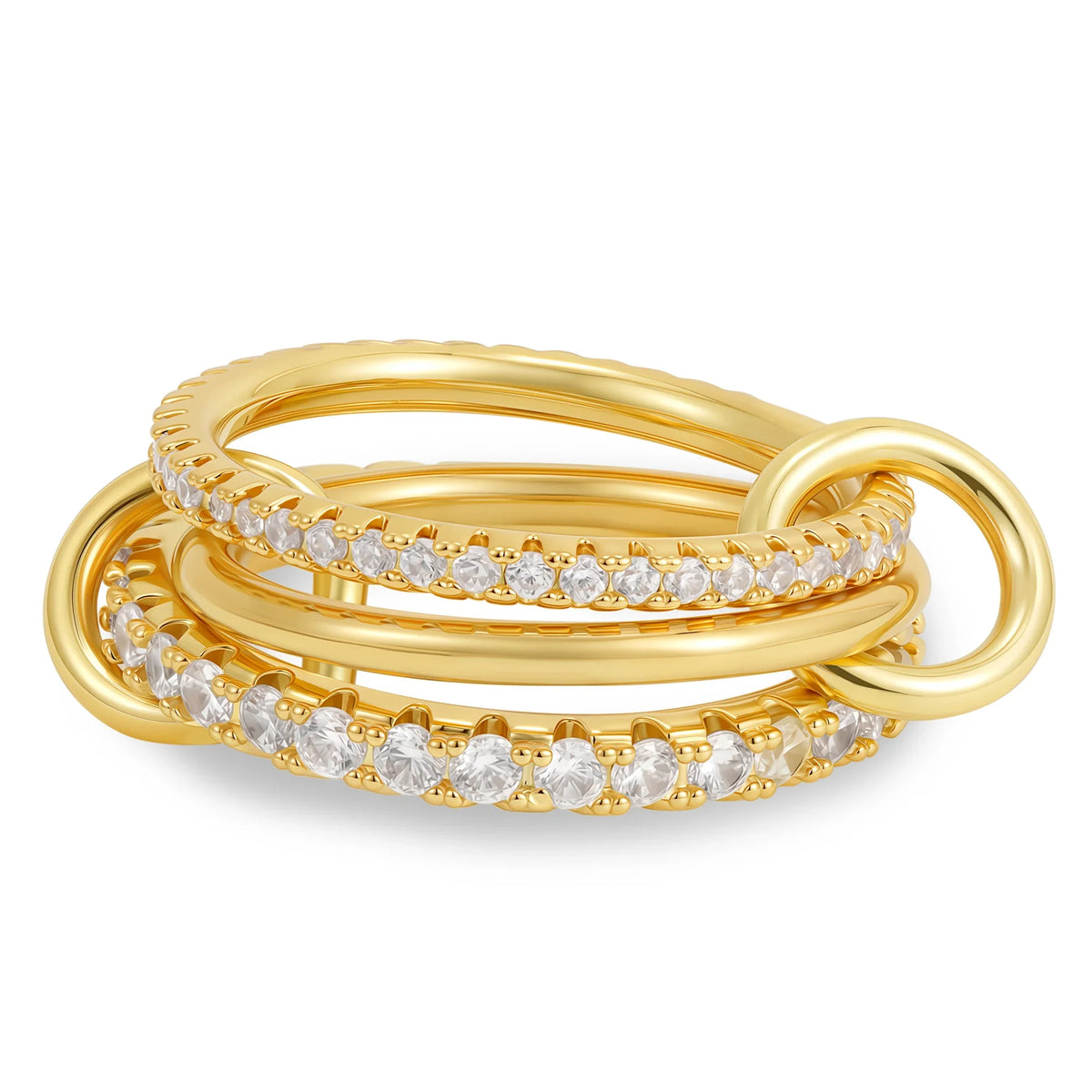 Gothic Multi-layer Metal Two-tone Stacking Rings for Women PVD Waterproof Stainless Steel CZ Zircon Finger Ring Designer Jewelry