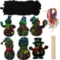 12/24pcs Rainbow Scratch Art Paper - DIY Christmas Ornaments & Party Favors - Tree Pattern, Best for Christmas