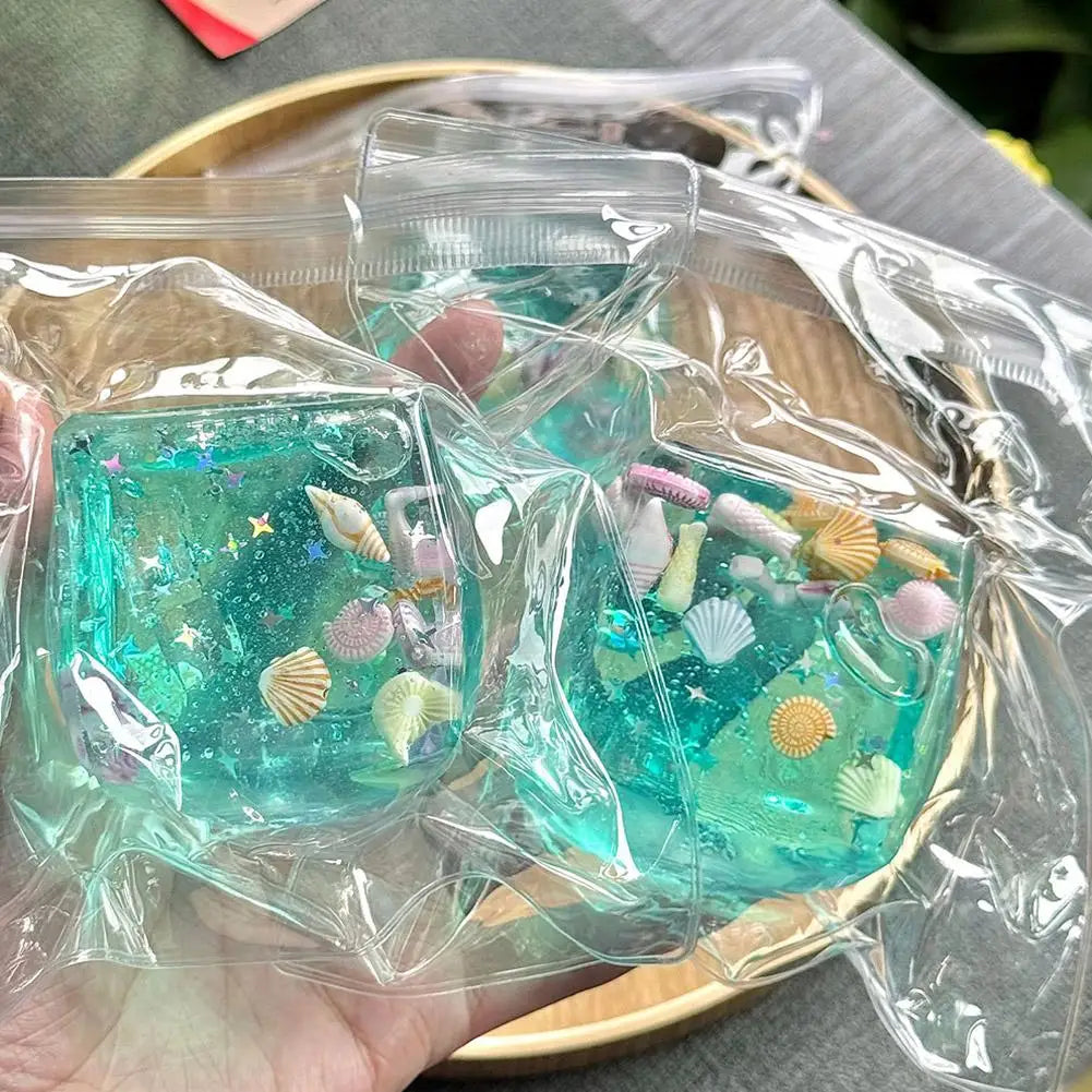 Ocean Shells Squishy Stress Balls Fidget Toy Super Soft Transparent Star Maltose Cubes Squeeze Fidget Toy Adult Stress Relief