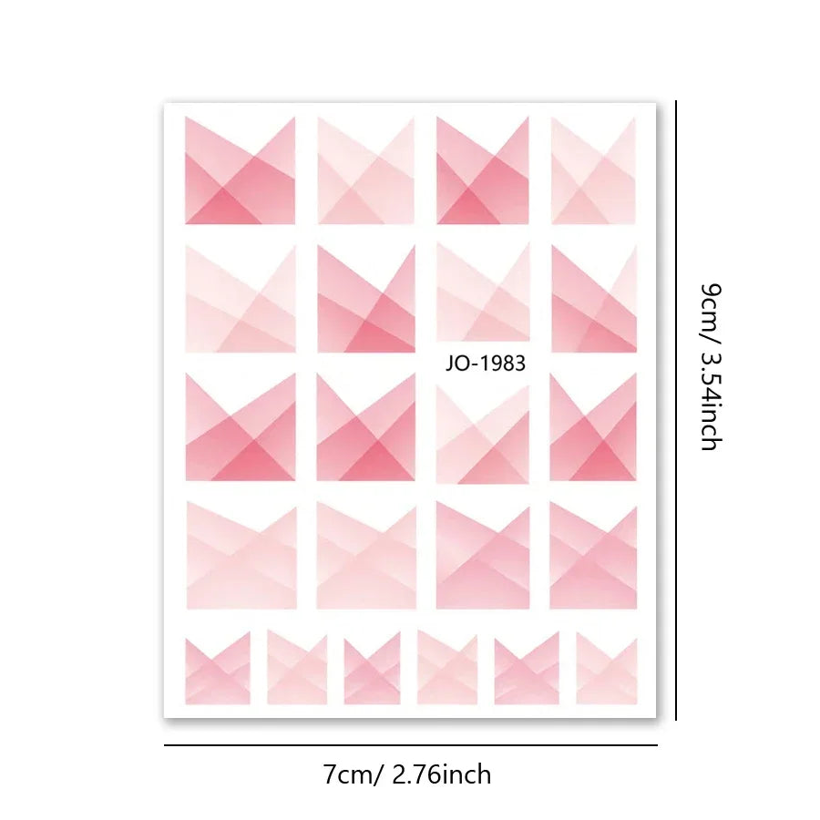 3Pcs Gradient French Style Nail Stickers Ombre Nail Art Decals Easy Apply Adhesive Manicure Decorations for DIY Nail Art