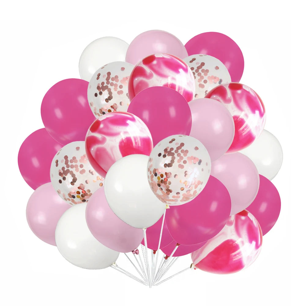 30Pcs/set 10Inch Mix Rose Gold Confetti Latex Balloons for Birthday Party Decoration Wedding Baby Shower Blue Pink Agate Balloon