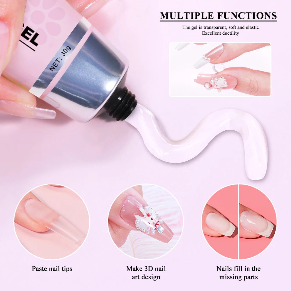 LIMEGIRL 30g Solid Nail Tips Gel UV LED Strong Gel Nail Glue Nail DIY Rhinestone Gem Decoration Sticky Nail Fake Glue