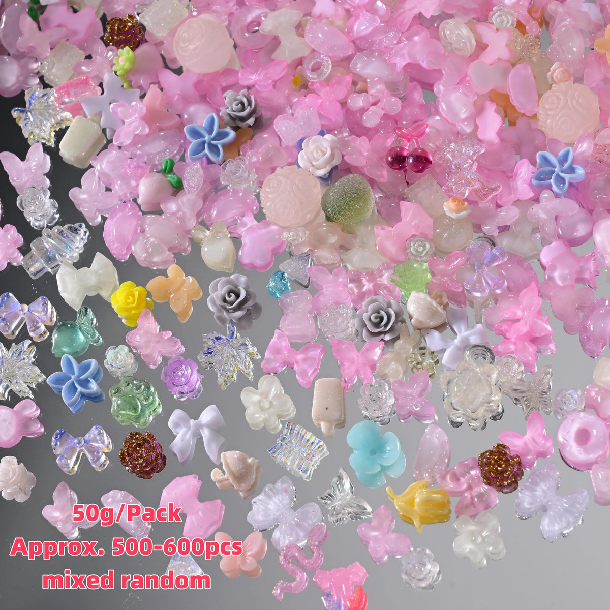 500-600pcs Bow Flower Nail Art Resin Decorations Mix Shapes Nail Charms Press on Manicure Supplies Jewelry Kawaii Accessories *&