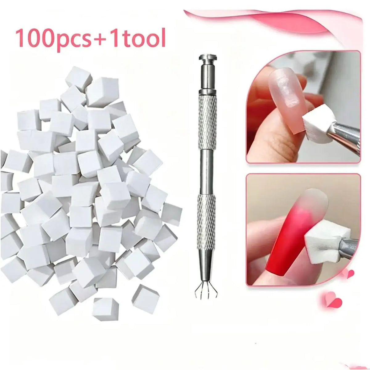 100Pcs Nail Art Sponge with 1 Grab Pen Set Manicure DIY Creative Nail Sponge Gripper Tool Sponge Gradient Nail Art Tools