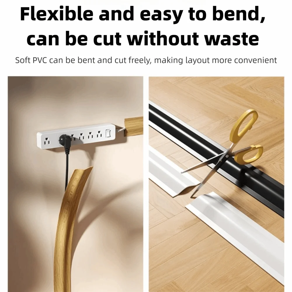 PVC Cord Covers for Wires on Floor Soft Floor Cable Cover Cord Hider Floor Cable Management Cable Protector