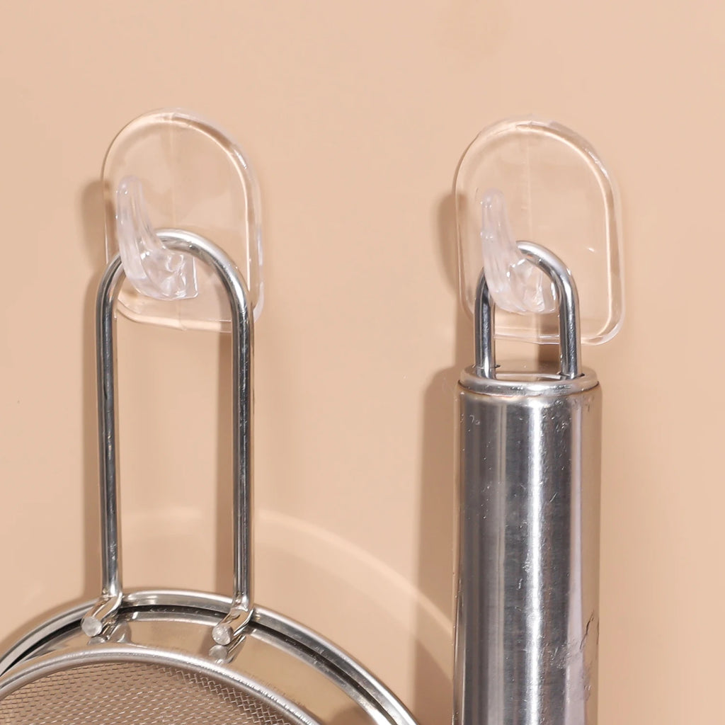 Mini Transparent Hooks Self-Adhesive Wall Hooks Heavy Duty Sticky Hangers Multi-Purpose Home Kitchen Bathroom Storage Organizer