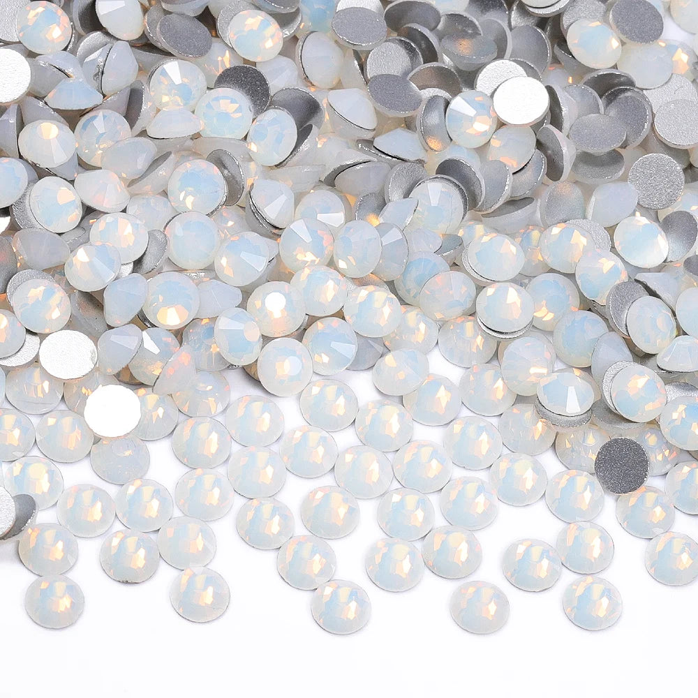 SS3-SS30 White Opal Rhinestone For Clothes Non-hotfix Wedding Accessories Sequin Applique Crystal Nail Rhinestones