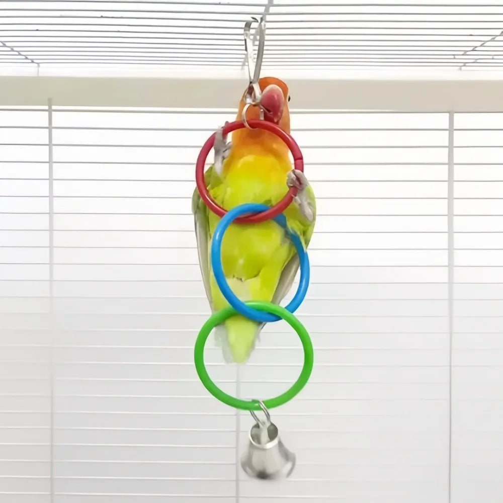 Colorful Plastic Hanging Ring Toy Birds Use To Play and Relieve Boredom Climbing Swing Interactive Toy for Bird Cage Accessories