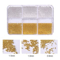 6 Grids Silver Gold Beads Ball Round Gems DIY Decorations Mini Ball Nail Charms Jewelry Supplies For Nail Art Accessories