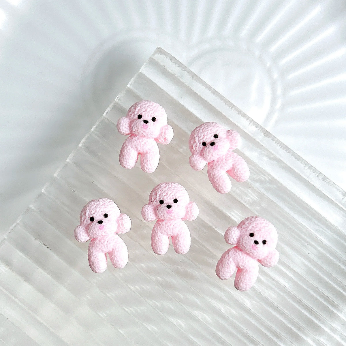 30PCS Cartoon Solid Color Bow Small Dog Nail Charms 3D Kawaii Creative Hole Puppy Nail Art Decorations for DIY Manicure Supplies