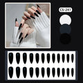 24pcs Black Fake Nails Art Pointed Head Black Resin Press On with Jelly Glue Natural Look for Fingernail DIY Decoration