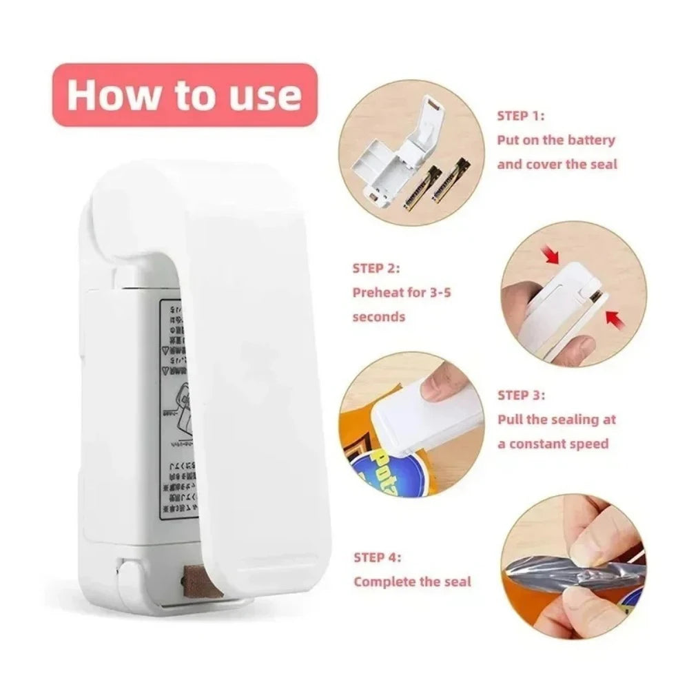 Kitchen Handheld Snack Sealer Snack Bag Clips Plastic Bag Sealer For Freshness Machine Package Sealer Food Bag Closure Packing