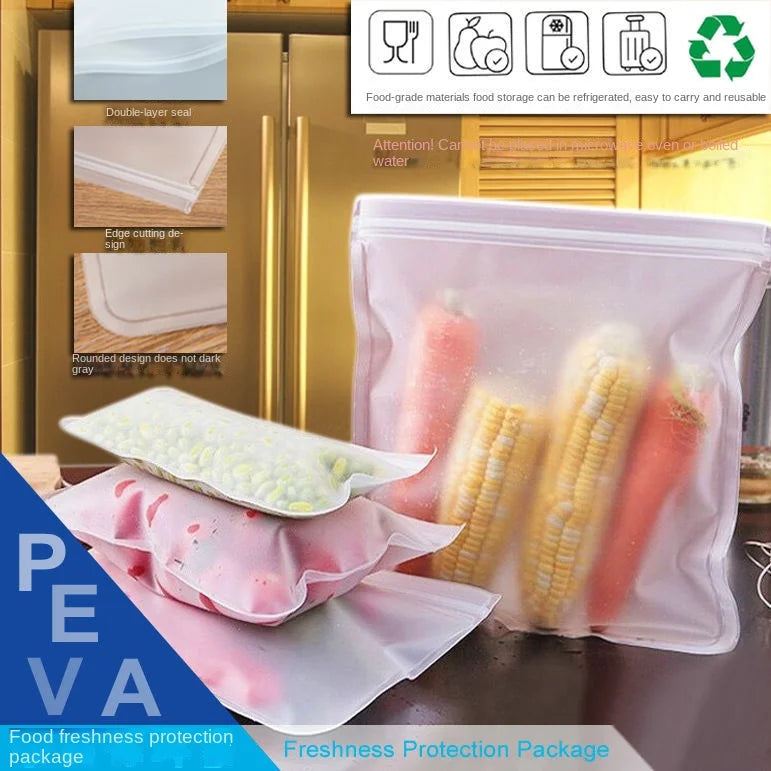 Reusable Food Storage Bags Silicone Stand Up Zip Shut Bag Leakproof Containers Cup Fresh Bag Fresh Wrap Ziplock Multifunction
