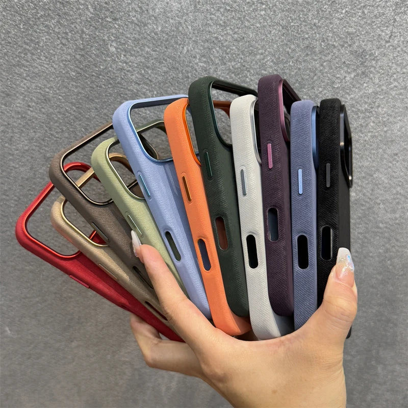 Magnetic Flannel Fabric for Magsafe Phone Case For iPhone 18Pro Max 17 16 15 Pro 13 14 Wireless Charging Alloy Lens Bumper Cover