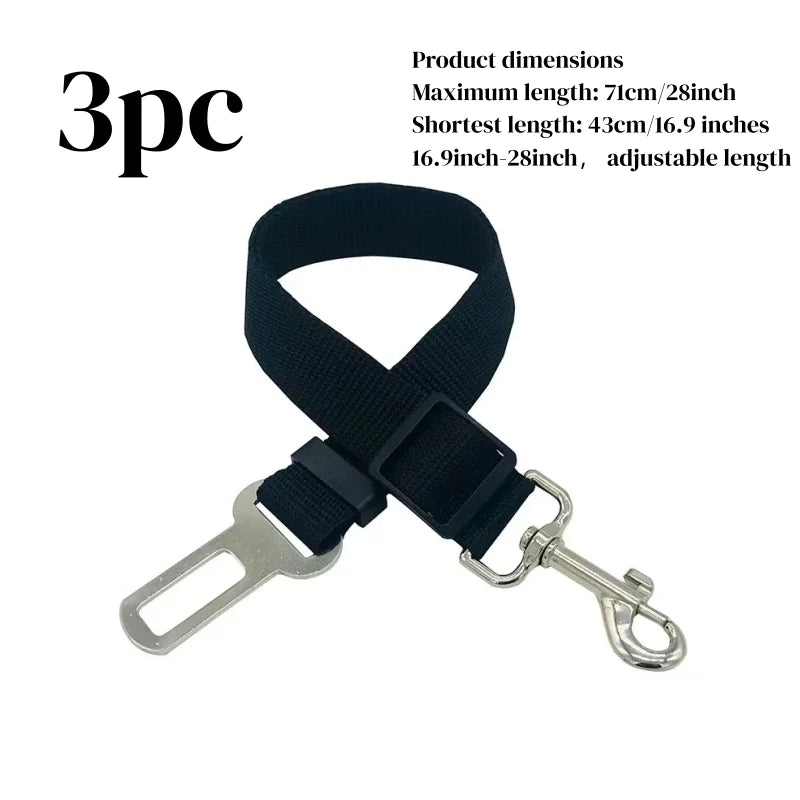 Car Pet Seat Belt, Adjustable Safety Rope, Rust Proof Hook and 360° Rotating Buckle, Used for Trucks and Station Wagons