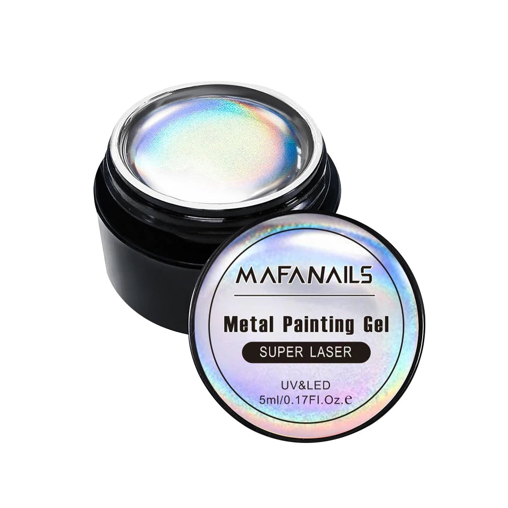 5/7/8/10ml Metallic Painting Gel Nail Polish Silver Mirror Chrome Holographic Laser Rainbow Effect Metal Painting Gel Soak Off