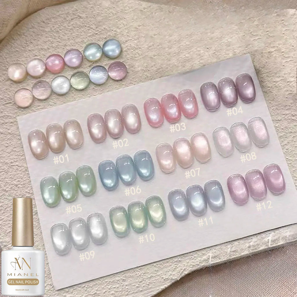 MIANEL 10ML Fruit Platter Cat Eye Gel Nail Polish 2026 New Blue-purple-green Glass Bead Cat Magnetic Gel Polish Nail Art Salon
