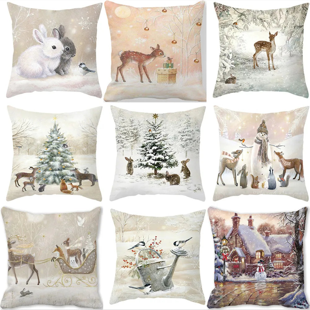 Merry Christmas Decorations for Home Xmas Cushion Cover Christmas Ornament Pillowcase Natal Navidad 2022 New Year Gifts 45x45cm