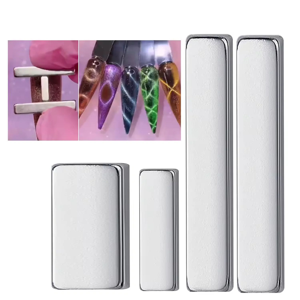 LINMANDA 4PCS Nail Magnet Cat Eye Tool Mini Magnetic Stick Suitable for Nail Polish Cat Eye Gel Nail Polish DIY Home Nail Salon