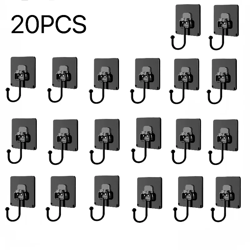 Big Size Hooks Heavy Duty 22 lbs Waterproof Adhesive Wall Hooks Nail-Free Transparent Waterproof Hooks for Kitchen Bathroom