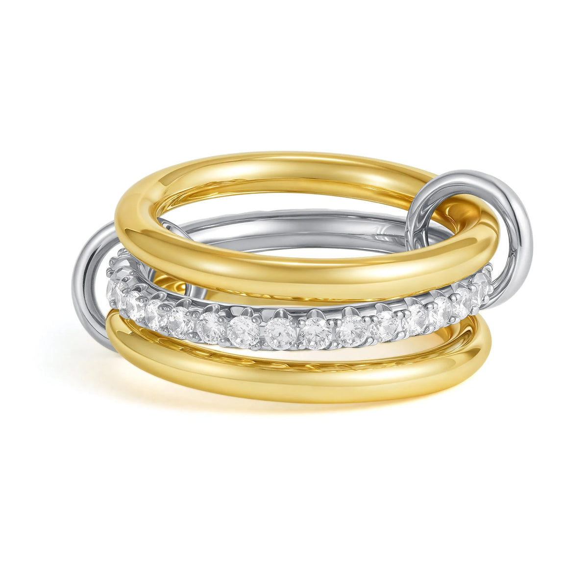 Gothic Multi-layer Metal Two-tone Stacking Rings for Women PVD Waterproof Stainless Steel CZ Zircon Finger Ring Designer Jewelry
