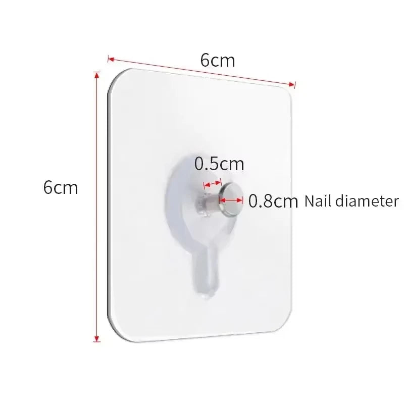 50/10pcs Self-adhesive Wall Hooks for Photo Frame Clock Strong Adhesive Transparent Nails Wall Hook Hangers Hanging Nail Holders