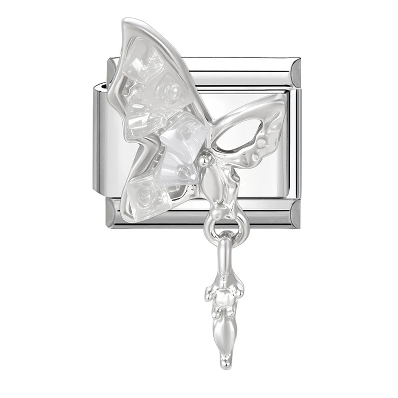 Y2K Romantic Heart Eyes Star Bow Knot Butterfly Zircon Charm Italian Links Fit 9mm Bracelet Stainless Steel Making DIY Jewelry