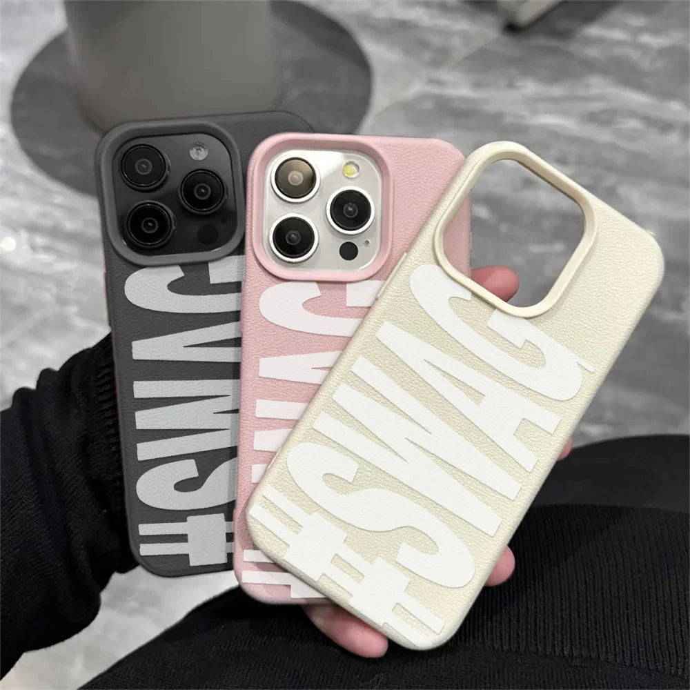 White Swag ﻿Phone Case For IPhone 17E 14 15 Pro Max 13 12 11 16 15 Plus Air 16e Leather Grain Silicone Soft Cover