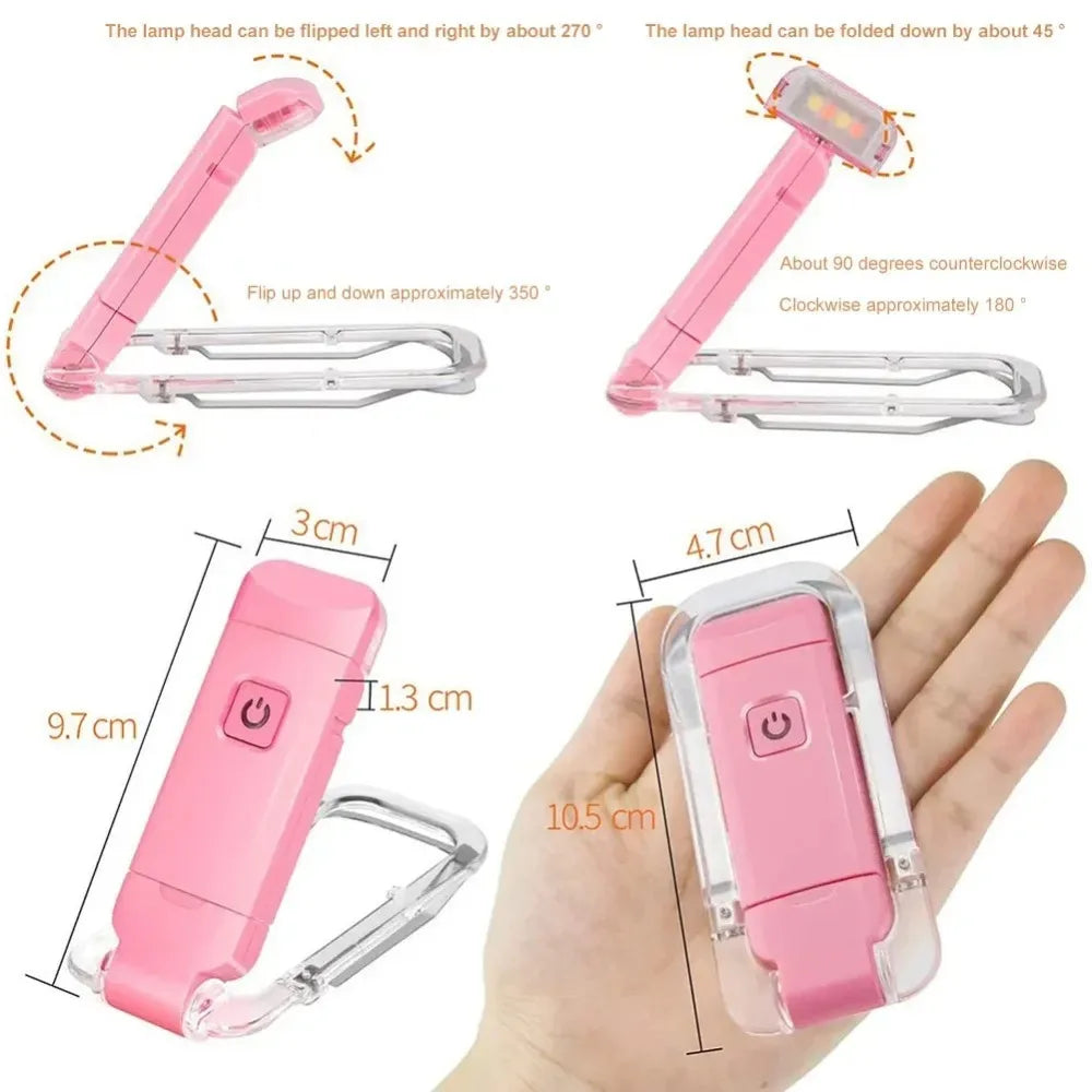 USB Rechargeable LED Reading Light Clip On Book Light Portable Eye Protection Lamp for Night Reading Desk