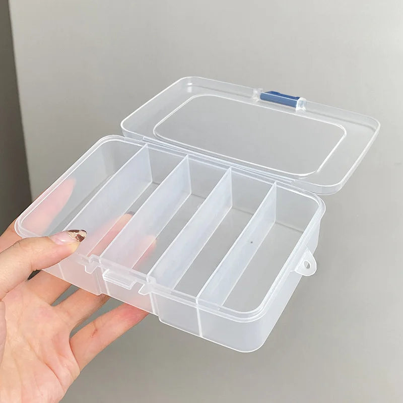 5/6 Compartment Storage Box Beauty Hair Tool Storage Small Box Rubber Band Card Hair Accessory Portable Divided Box with Buckle