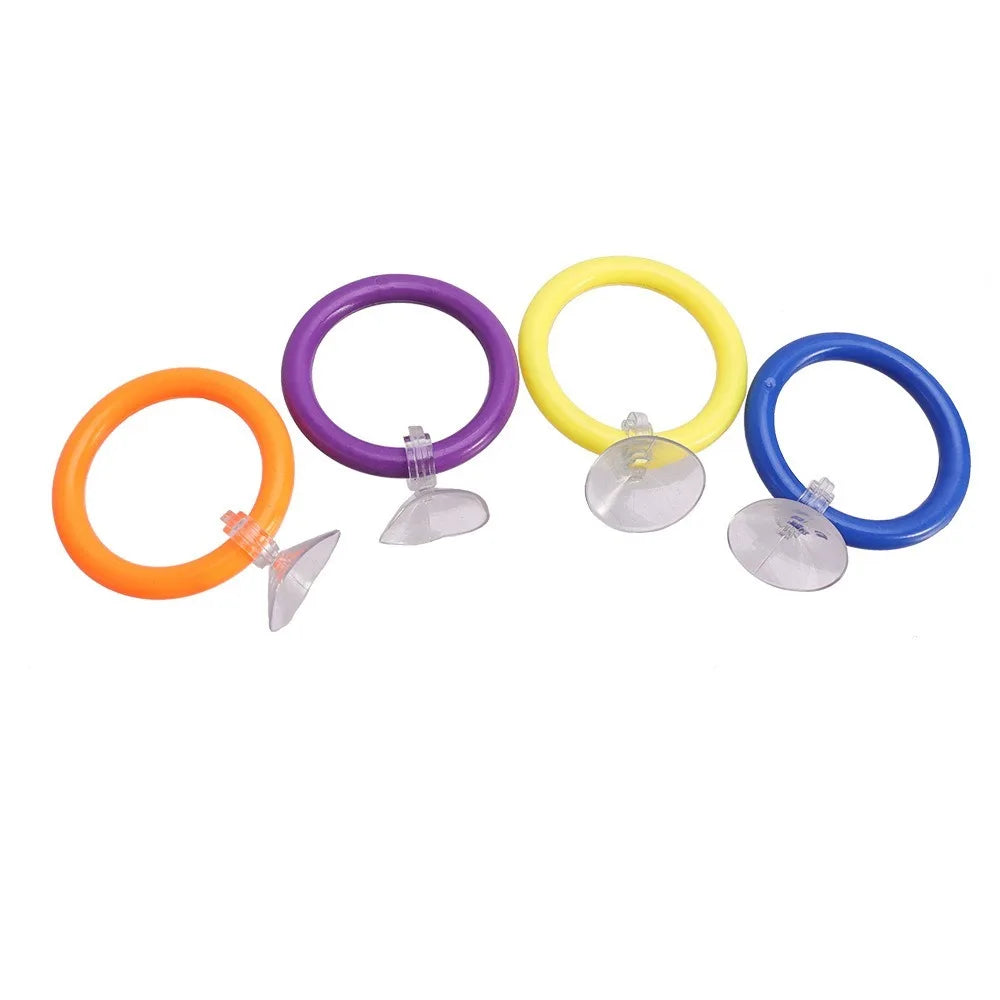 4PCS/SET Suction Cup Fish Training Ring Colorful Fish Tail Toy Betta Training Circle Waterproof Fish Tank Decorative Ring