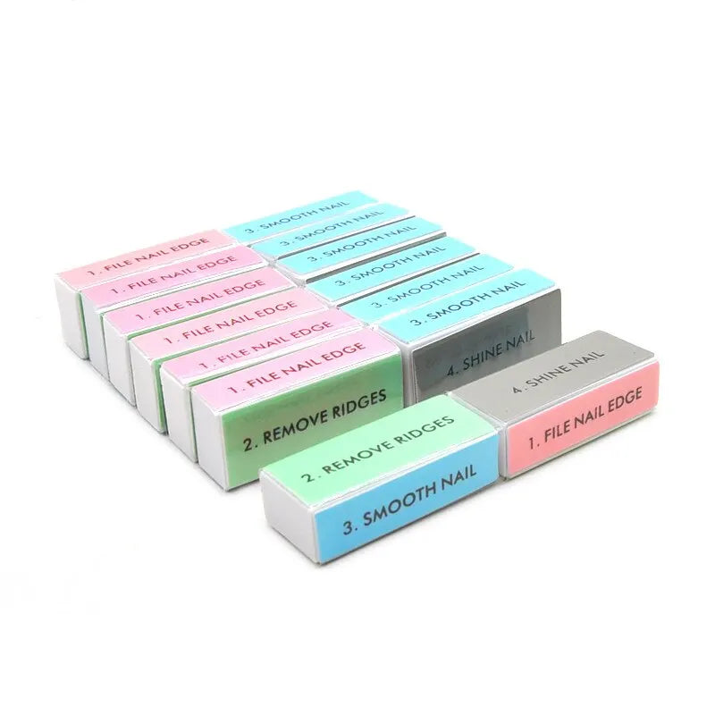 10 / 20pcs Nail Buffers Colorful 4 Way Different Grit Professional Nails File Polishing Block Sanding Manicure Art Sponge Tools