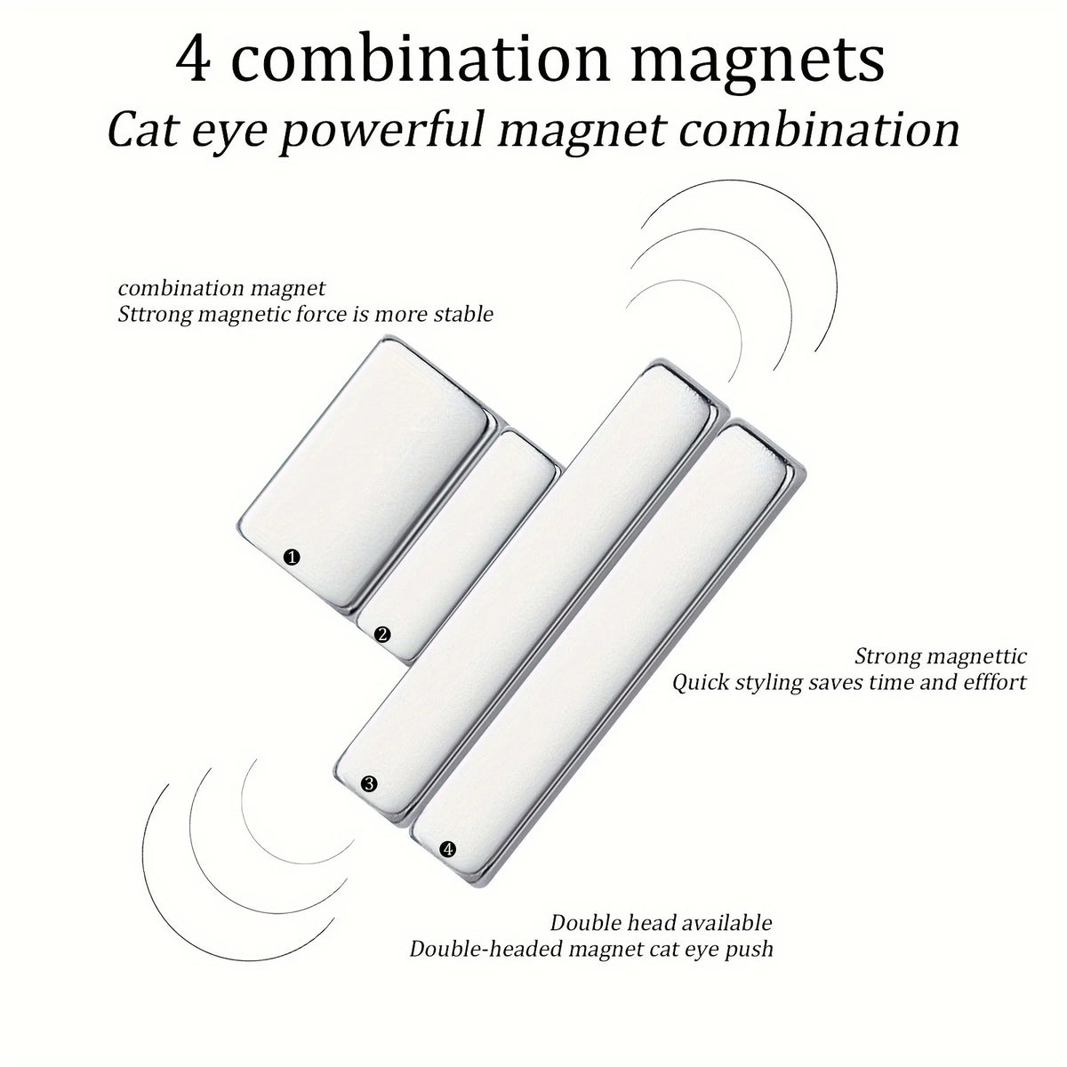LINMANDA 4PCS Nail Magnet Cat Eye Tool Mini Magnetic Stick Suitable for Nail Polish Cat Eye Gel Nail Polish DIY Home Nail Salon