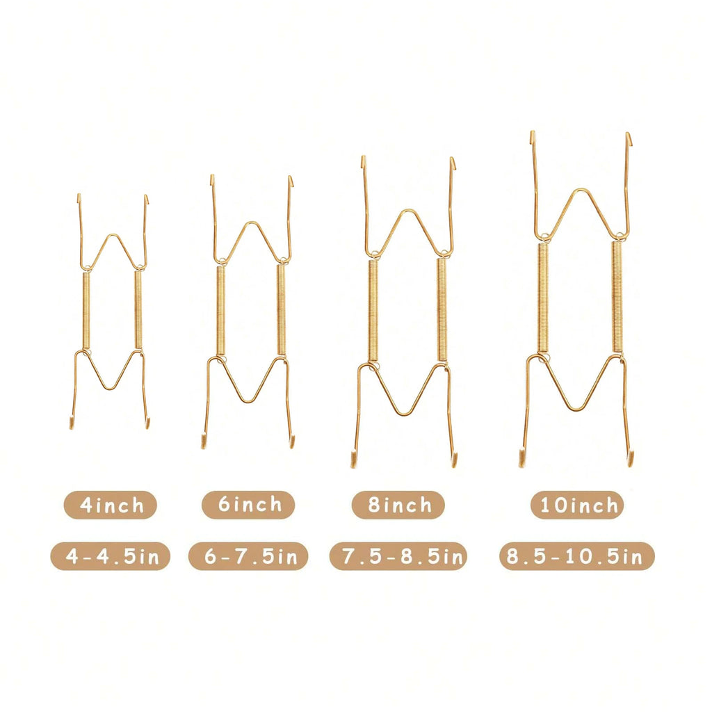4/6/8/10/12 Inch Plate Dish Hangers Holder W-shaped Wall Display Decorative Invisible Spring Hanging Hook Golden
