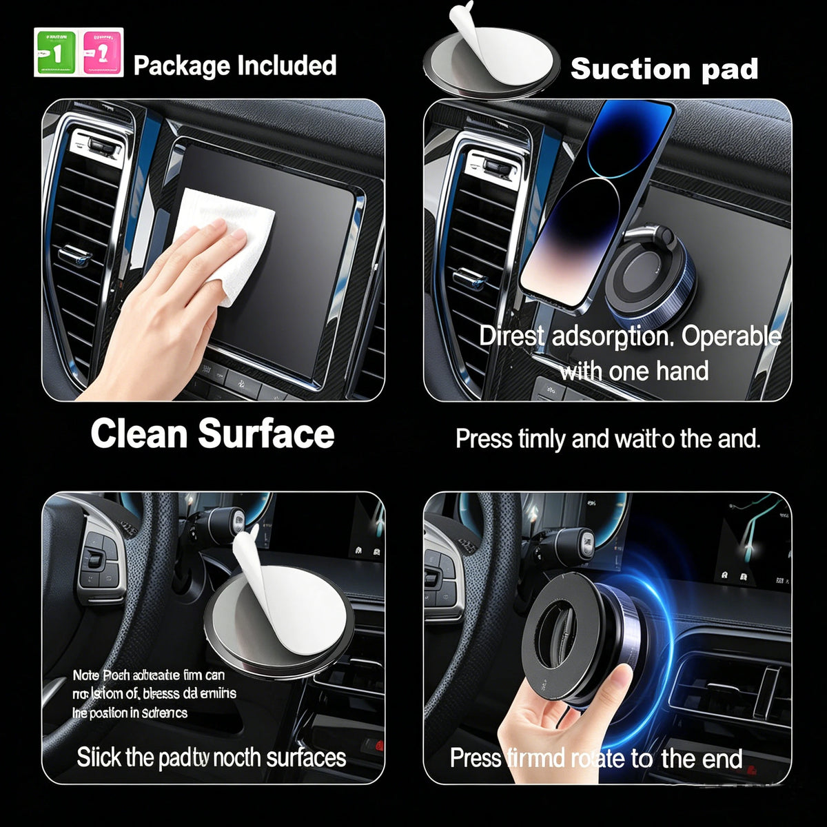 360° Adjustable Magnetic Vacuum Suction Cup Phone Mount for MagSafe Pocket-Size Foldable for Mirrors Cars Gyms Smooth Surface