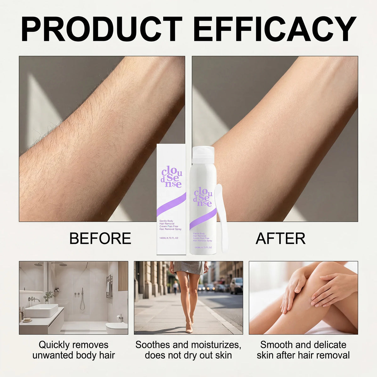 Body Hair Removal Mousse Spray Gentle Painless For Armpit Legs Arms Smooth No Black Spots Refreshing Hair Remover