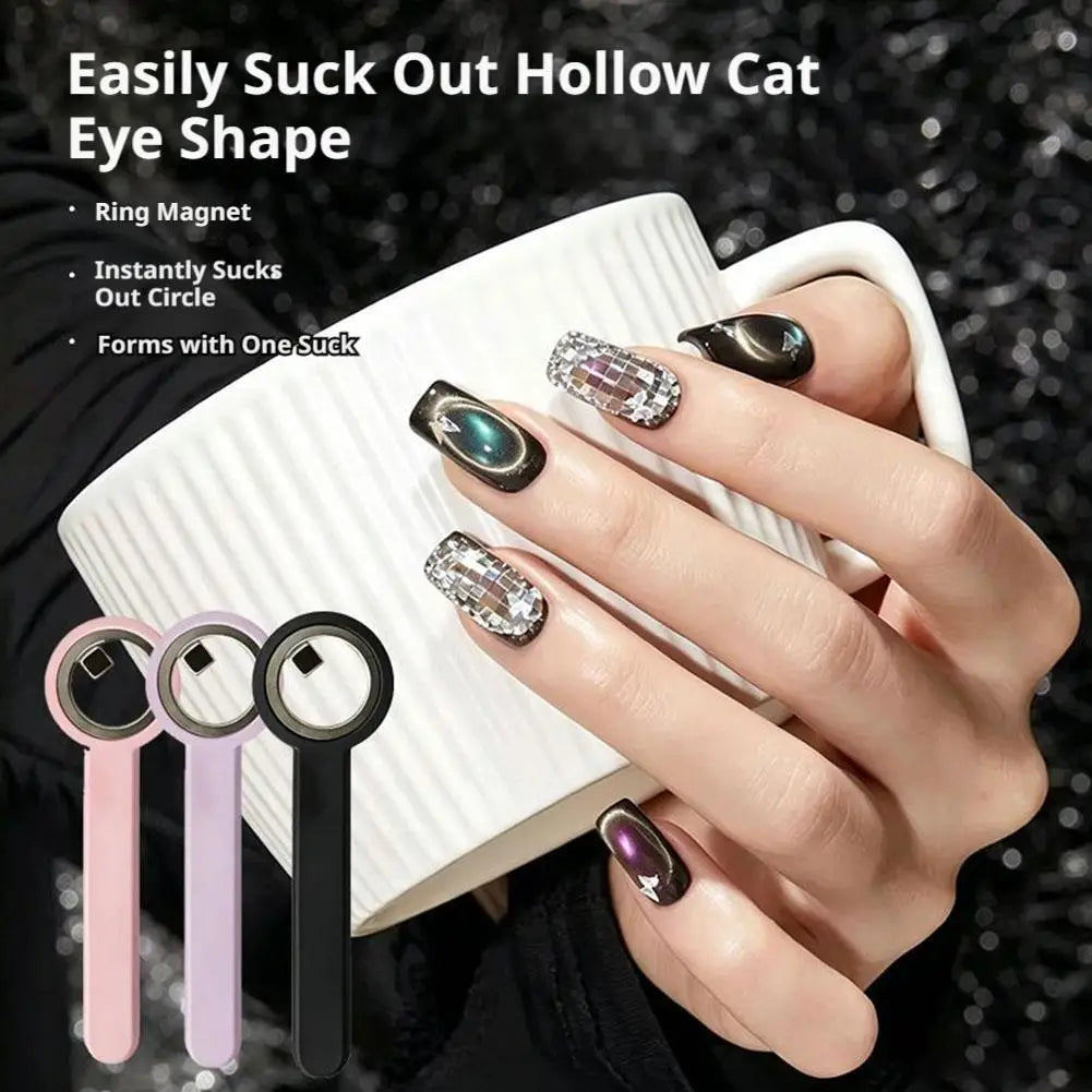 1PCS Circular Cat-Eye Nail Magnet Tool, Powerful Magnetic Ring Design with Ergonomic Handle for Hollow Circle Nail Art