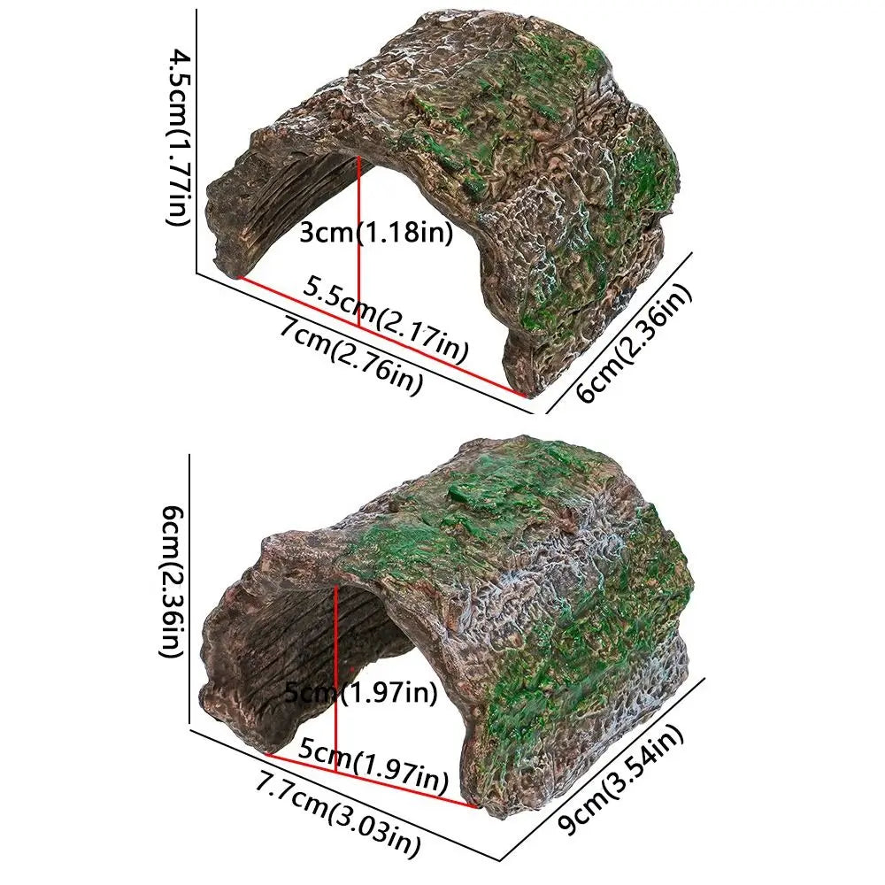 Simulation Reptile Hideout Hollow Escape Cave Lizard Hideaway Shelter PVC Bark Texture Turtle Tank Ornaments Pet Breeding