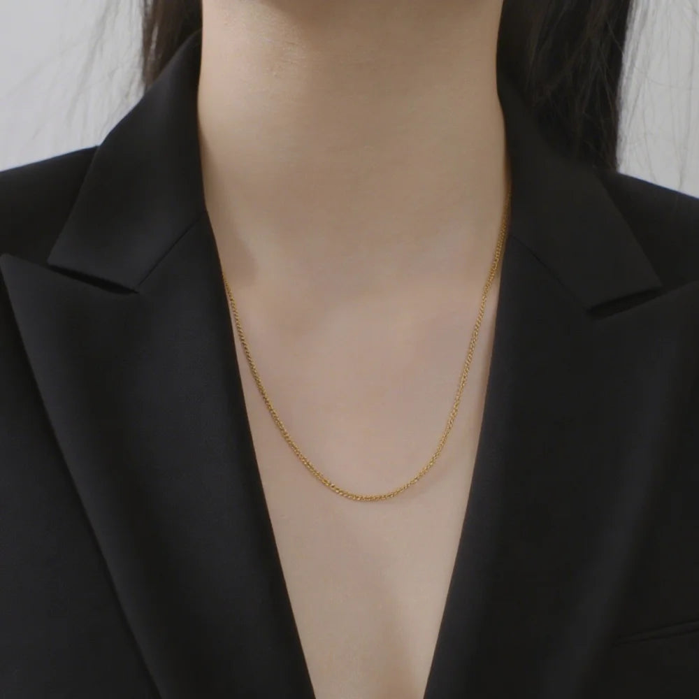 Lucktune Stainless Steel Width 1.3MM Chain O Shape Thin Chain Necklace Minimalist Necklace Chain Women Bohemian Jewelry Gift