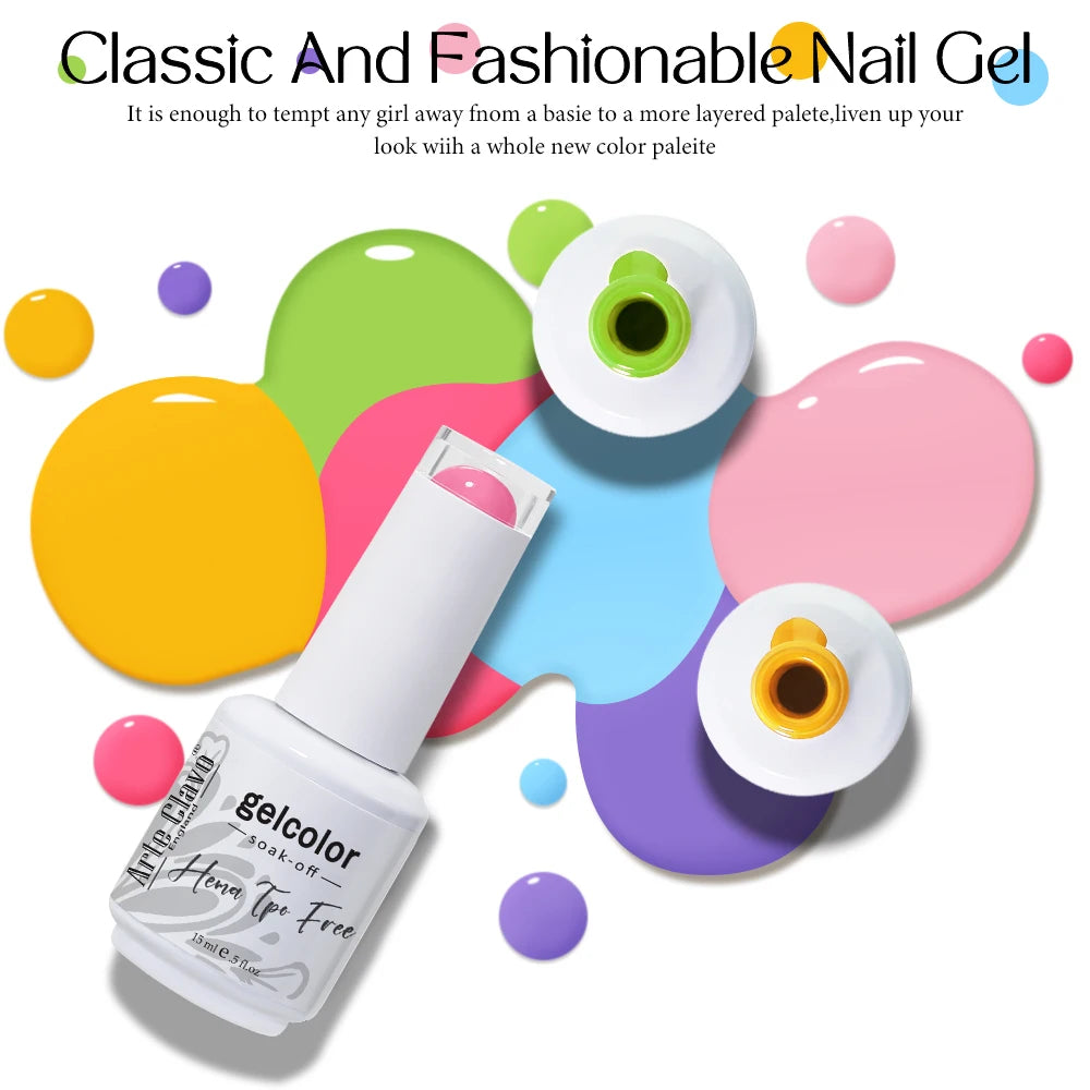 Arte Clavo HEMA TPO FREE 15ml UV LED Gel Nail Polish Soak Off Semi Permanent Daily Wear Universal Color For All Seasons Manicure