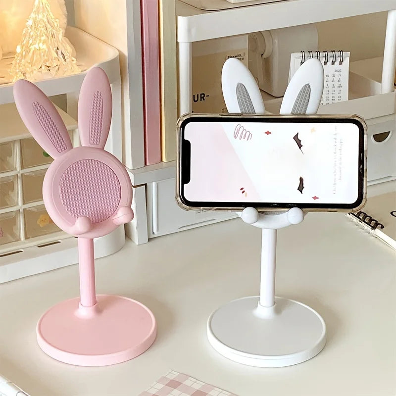 Cute Rabbit Phone Stand Multi-function Stretch Mobile Phone Holder Desktop Adjustable Phone Bracket For iPhone iPad Tablet Stand