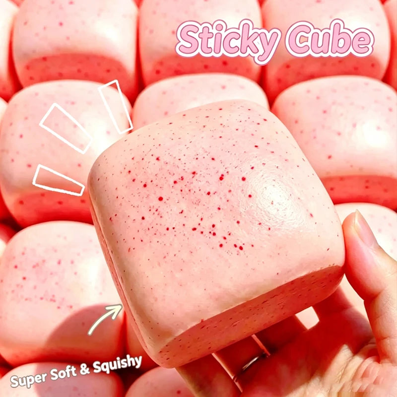 Sticky Cube Slow‑Rising Squishy Toy, PU Ultra‑Wet Soft Tacky Hand‑Feel Fidget Toy, Decompression Stress Relief Squeeze Toy