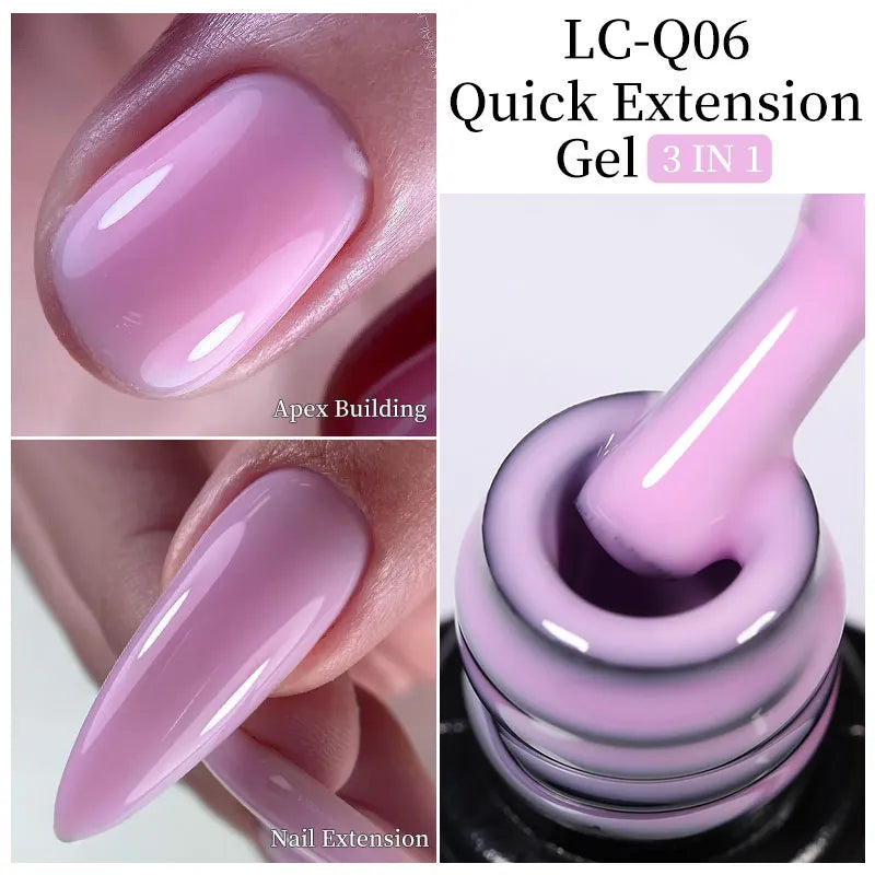 LILYCUTE Milky White Gold Sequins Quick Extension Rubber Base Gel Nail Polish Glitter Extend Construct Hard Gel Nail Art Varnish