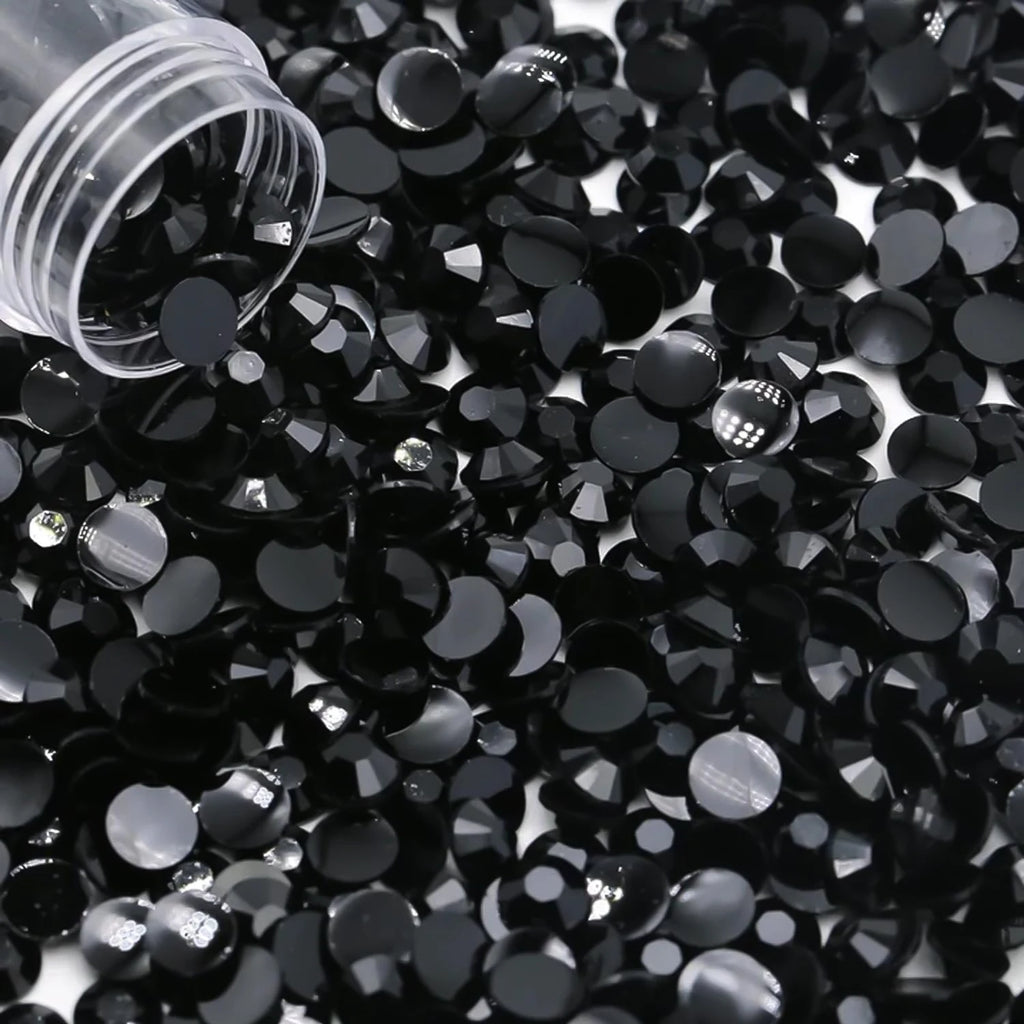 Black Flatback Resin Jelly Rhinestones 2mm 3mm 4mm 5mm 6mm Drill Faux Gems Bead for Crafts DIY Nail Art Charms Supplies
