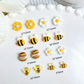 30PCS 3D Cartoon Cute Yellow Bee Nail Art Charms Creative Chubby Honey Can Sunflower Daisy Resin Nail Decorations for DIY Nails
