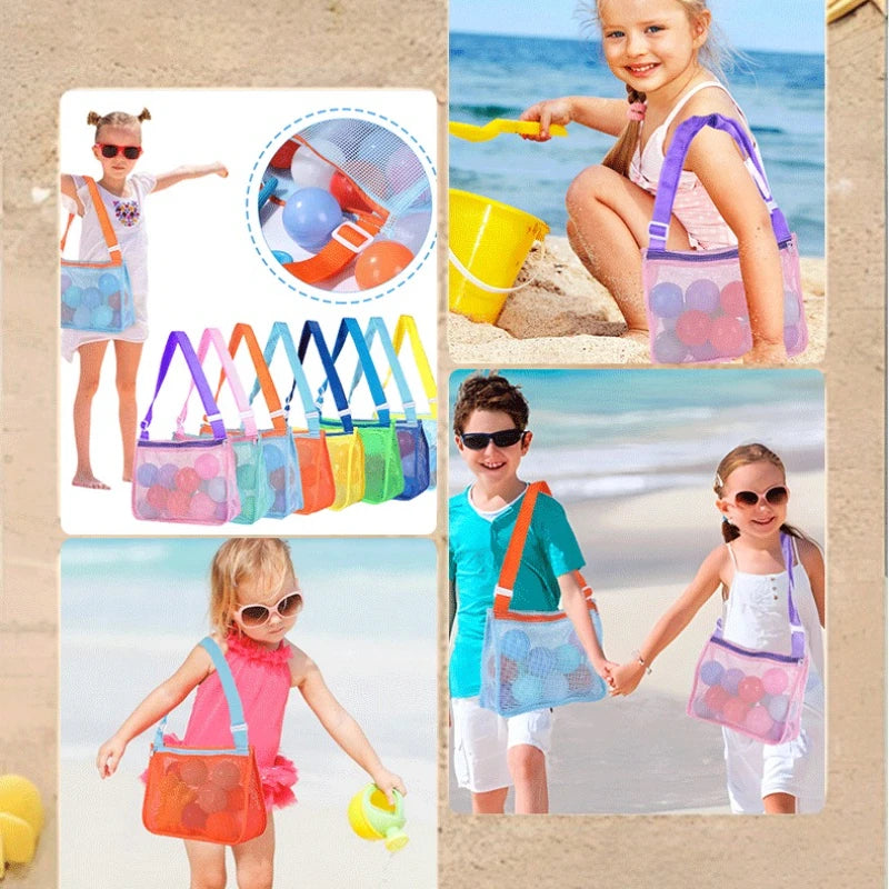 Children Crossbody Protable Mesh Bag Kids Toys Storage Bags Swimming Large Beach Bag for Towels Women Cosmetic Makeup Bag